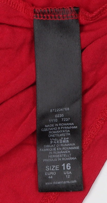 Womens UK Size 16 Debenhams Red Wrap Blouse