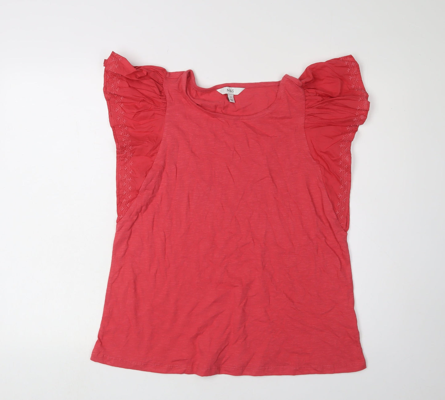 Womens UK Size 10 Marks and Spencer Red Basic T-Shirt