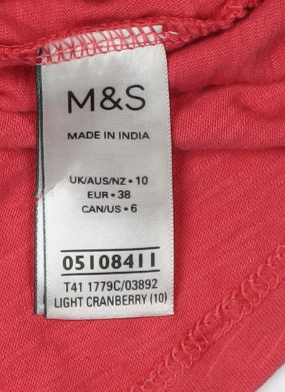 Womens UK Size 10 Marks and Spencer Red Basic T-Shirt