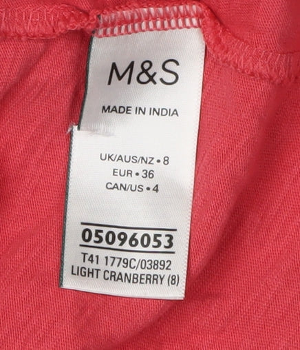 Womens UK Size 8 Marks and Spencer Pink Basic T-Shirt