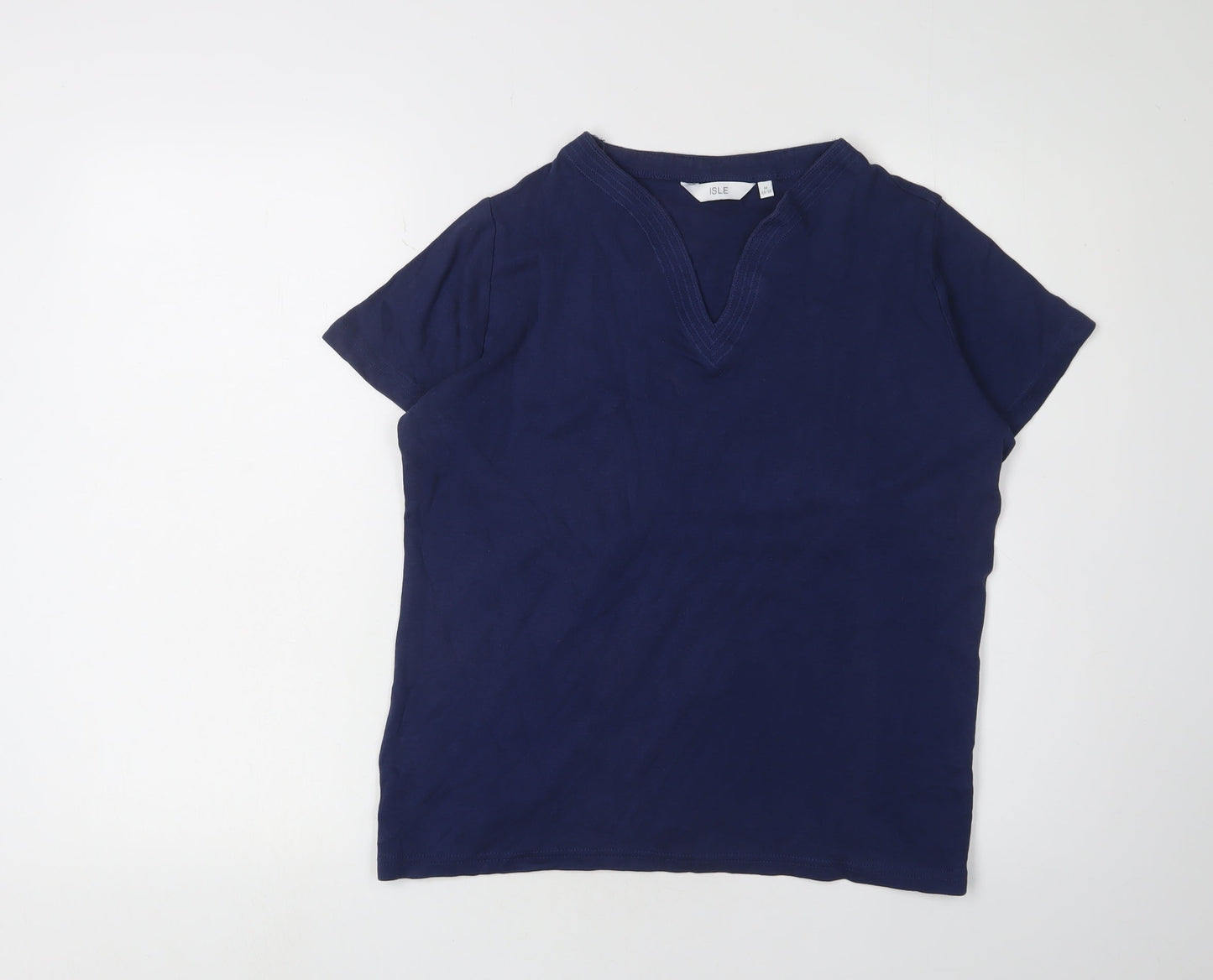 Womens UK Size M Isle Blue Basic T-Shirt