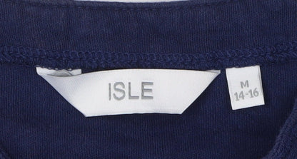 Womens UK Size M Isle Blue Basic T-Shirt
