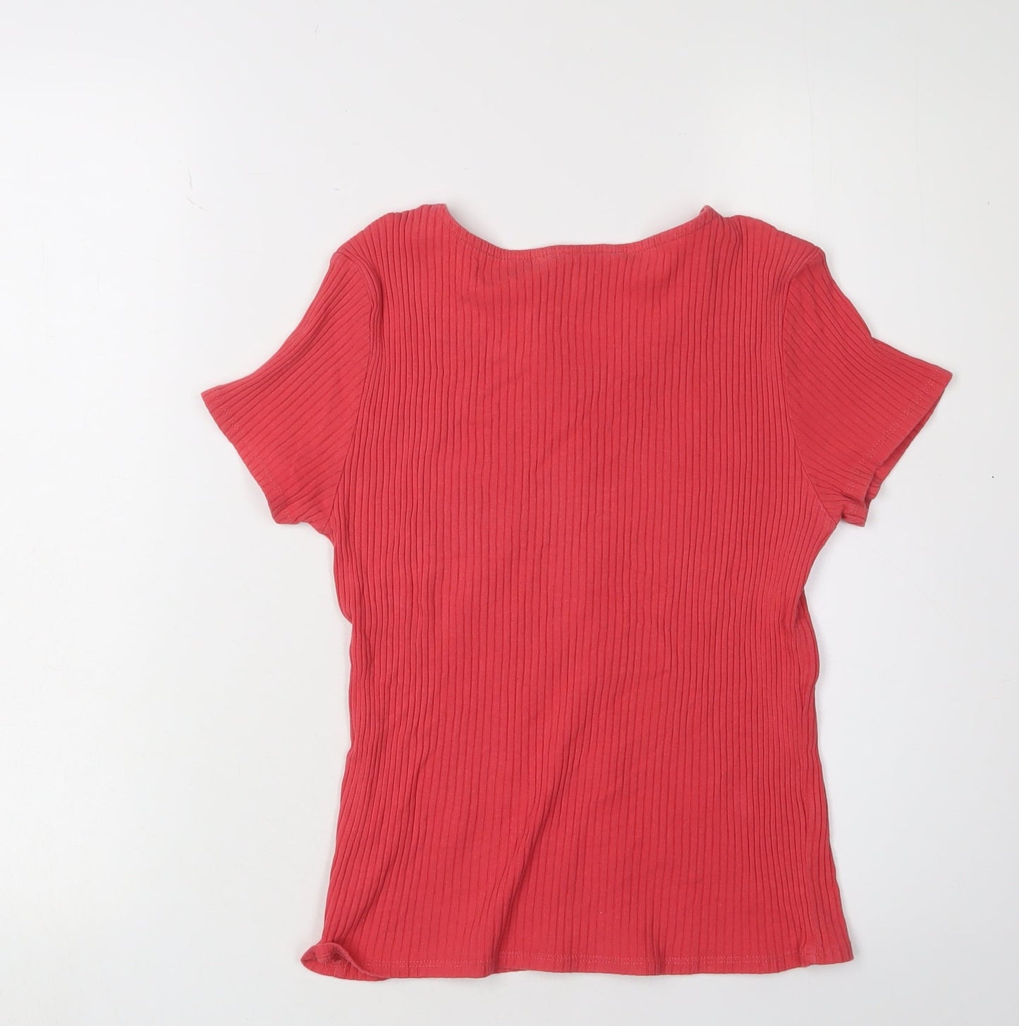 H&M Girls Red Button-Up Cropped T-Shirt Size 12