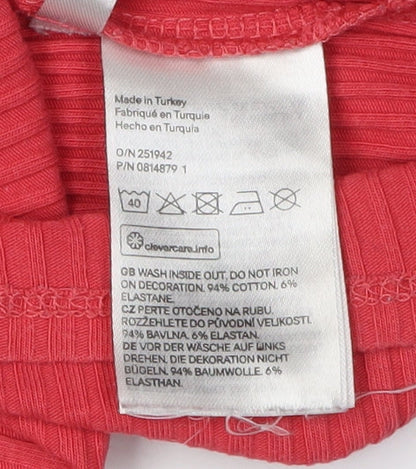 H&M Girls Red Button-Up Cropped T-Shirt Size 12