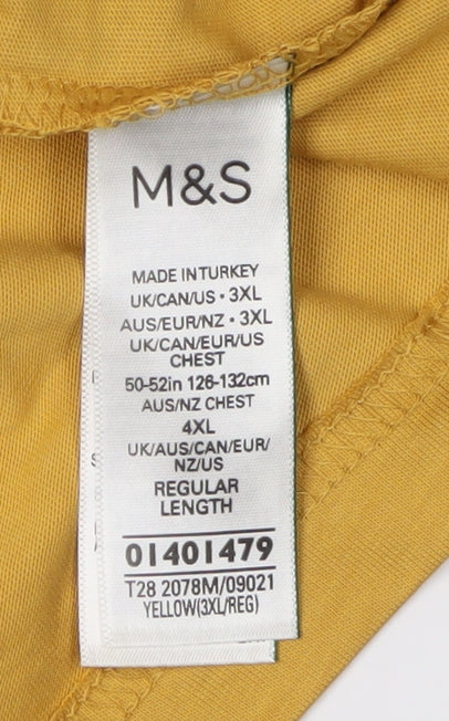 Marks and Spencer Yellow Sports T-Shirt, 3XL, Graphic Print
