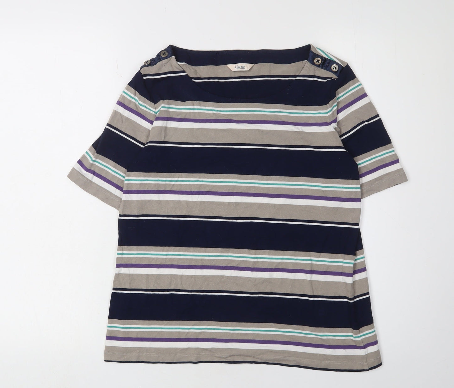 Womens UK Size 12 Marks and Spencer Multicoloured Basic T-Shirt
