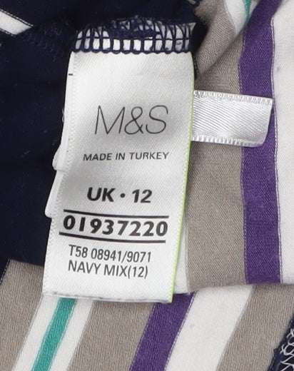 Womens UK Size 12 Marks and Spencer Multicoloured Basic T-Shirt