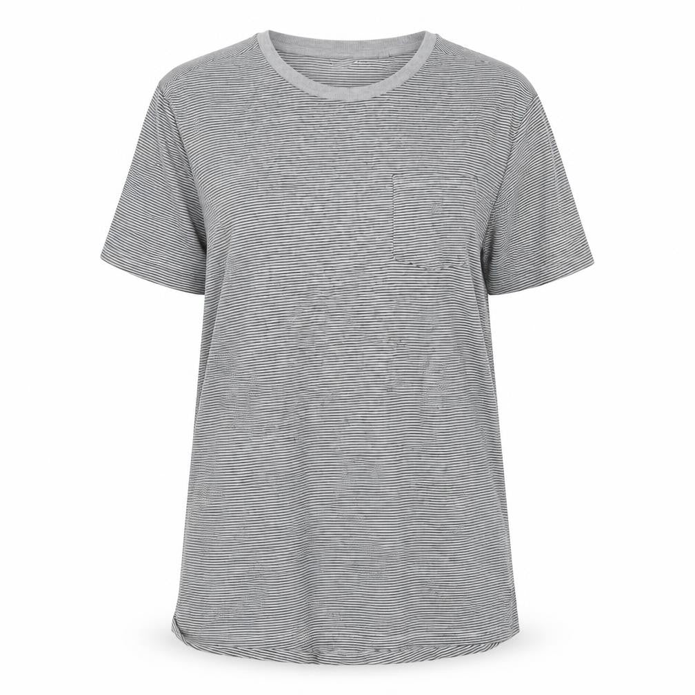 Front view of Next unisex kids grey striped t-shirt 16 years basic tee