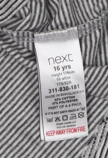 Next Unisex Kids Grey Striped T-Shirt 16 Years Basic Tee