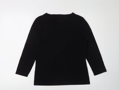 Viyella Women's Black 3/4 Sleeve Sequin Blouse - Petites S