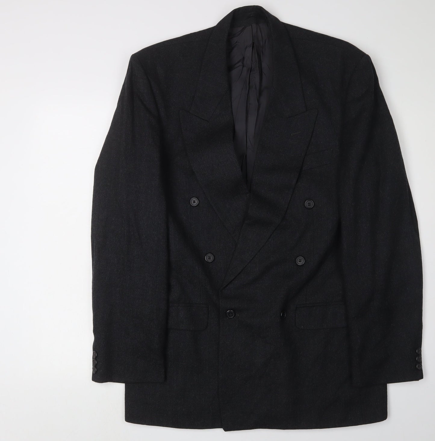 Mens UK Size 38 Pinstripe Regular Black Suit Jacket