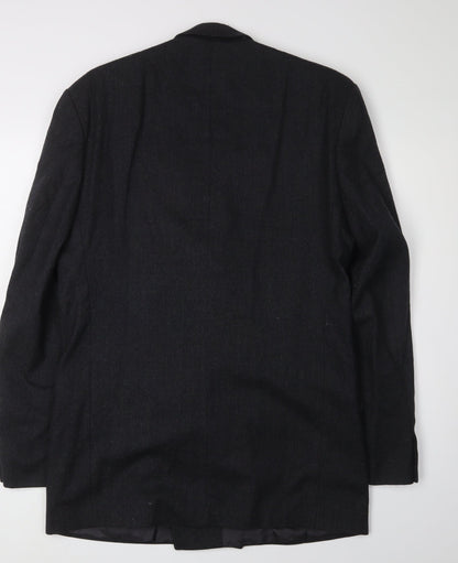 Mens UK Size 38 Pinstripe Regular Black Suit Jacket