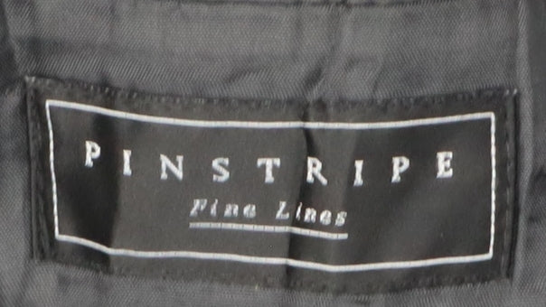 Mens UK Size 38 Pinstripe Regular Black Suit Jacket