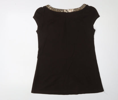 H&M Women's Black Sequin T-Shirt Size 14 Regular Fit