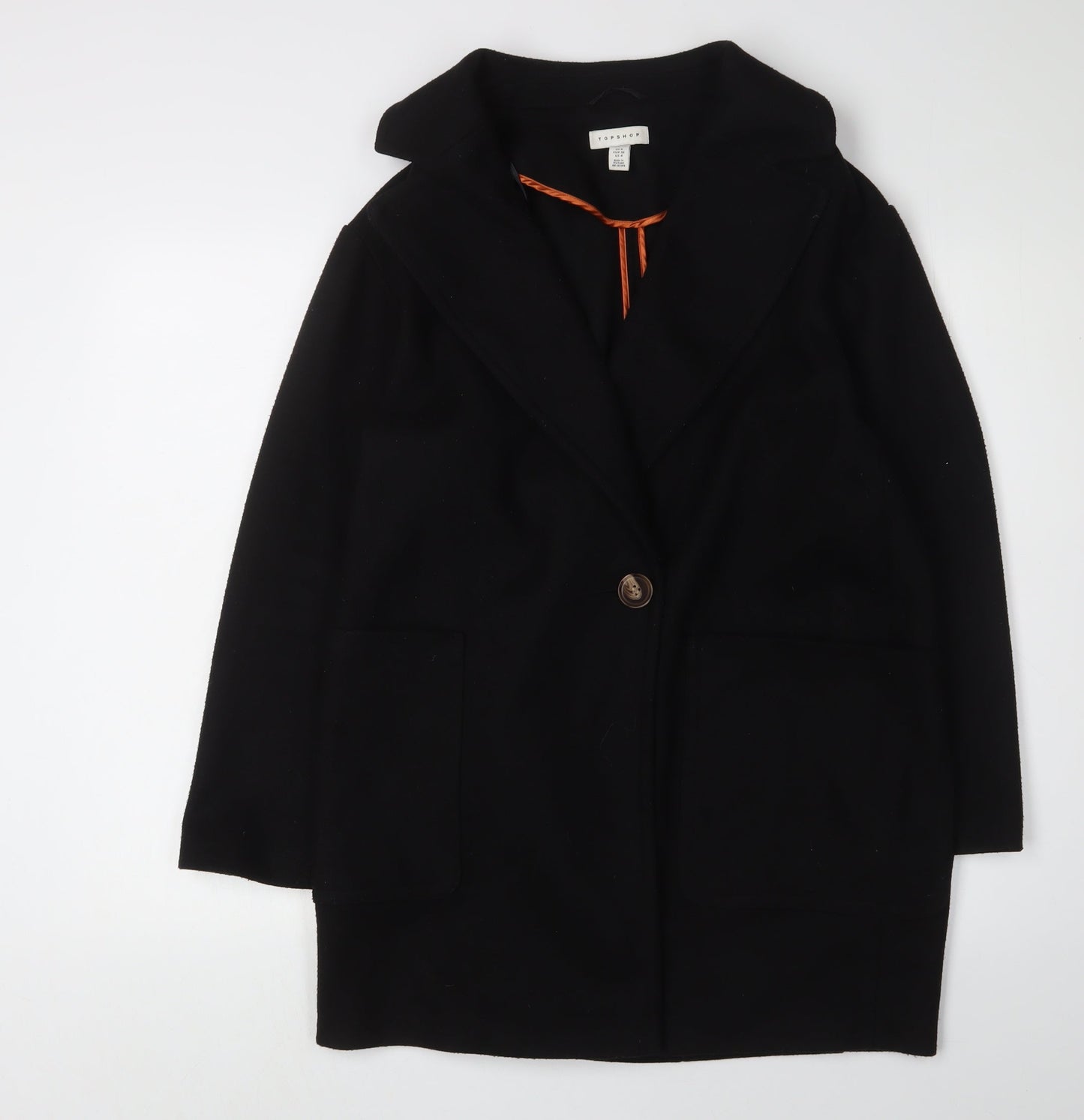 Womens UK Size 8 Topshop Black Overcoat