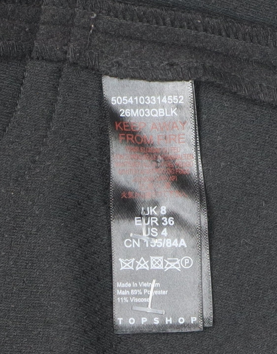 Womens UK Size 8 Topshop Black Overcoat