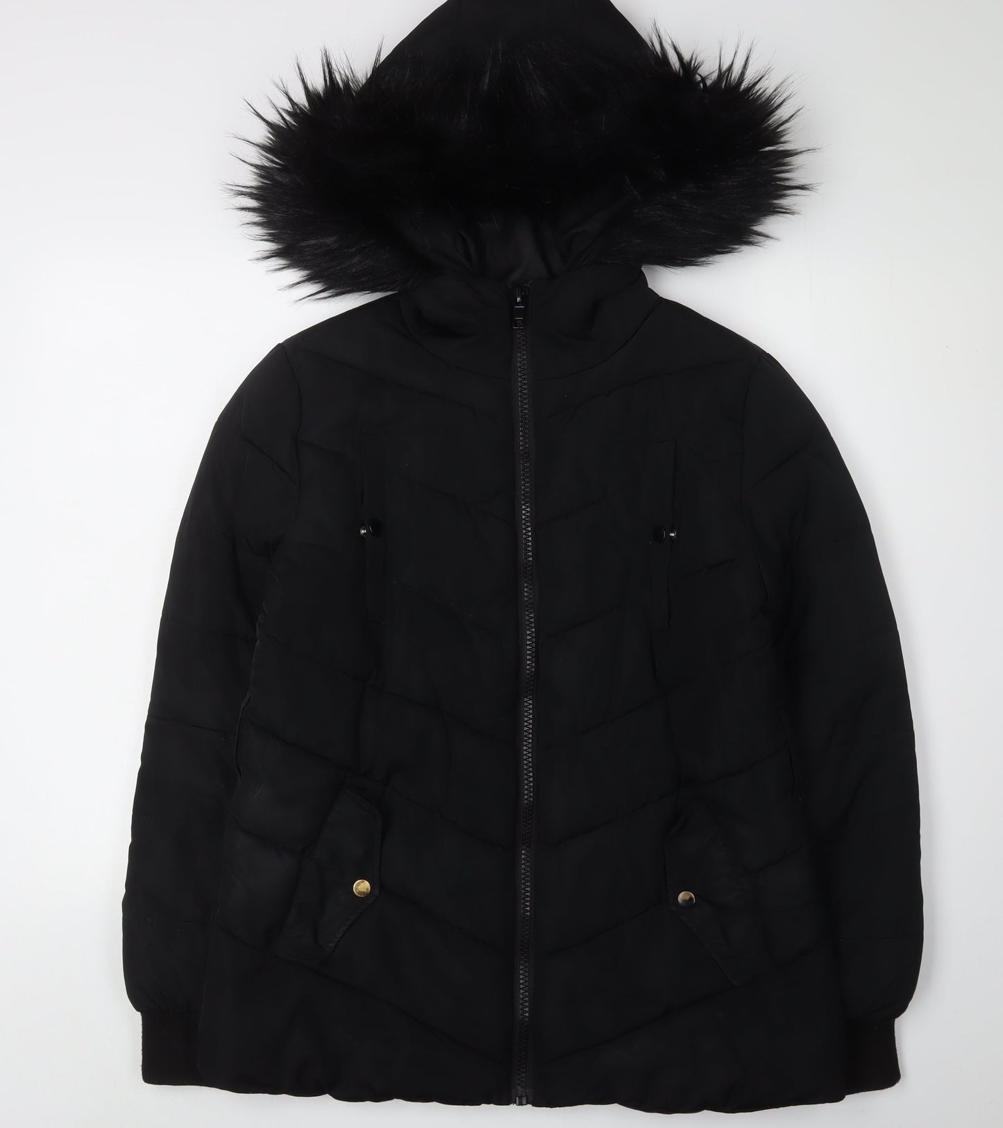 Womens UK Size 10 Miss Selfridge Black Puffer Jacket