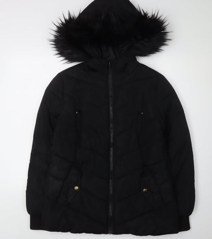 Womens UK Size 10 Miss Selfridge Black Puffer Jacket