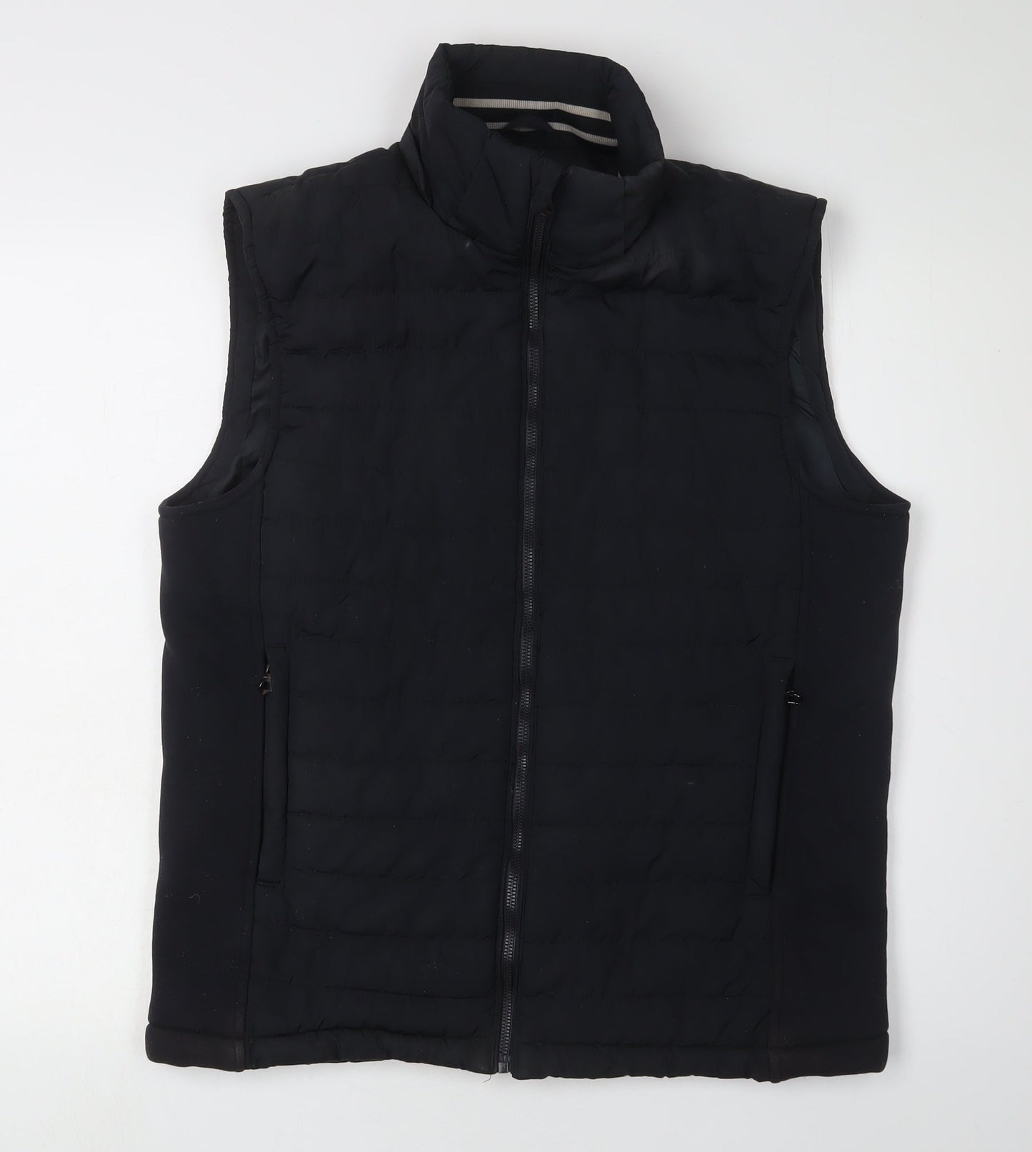 Zara Man Black Puffer Vest Men Medium Winter Lined