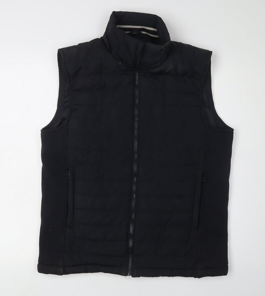 Zara Man Black Puffer Vest Men Medium Winter Lined