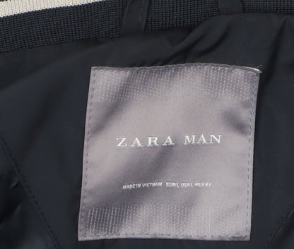 Zara Man Black Puffer Vest Men Medium Winter Lined