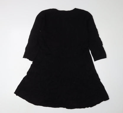 H&M Women's Black Shift Dress, Size L, 3/4 Sleeve