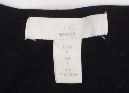 H&M Women's Black Shift Dress, Size L, 3/4 Sleeve