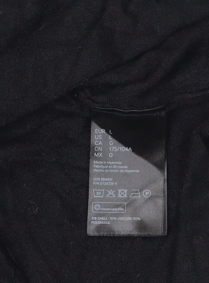 H&M Women's Black Shift Dress, Size L, 3/4 Sleeve