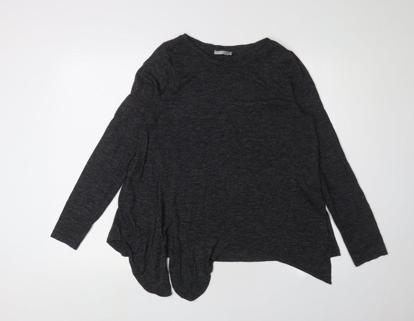 Womens UK Size L Zara Black Basic T-Shirt