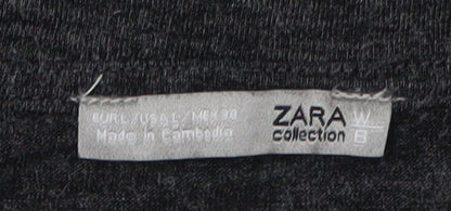 Womens UK Size L Zara Black Basic T-Shirt