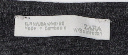 Womens UK Size 8 Zara Black Basic T-Shirt
