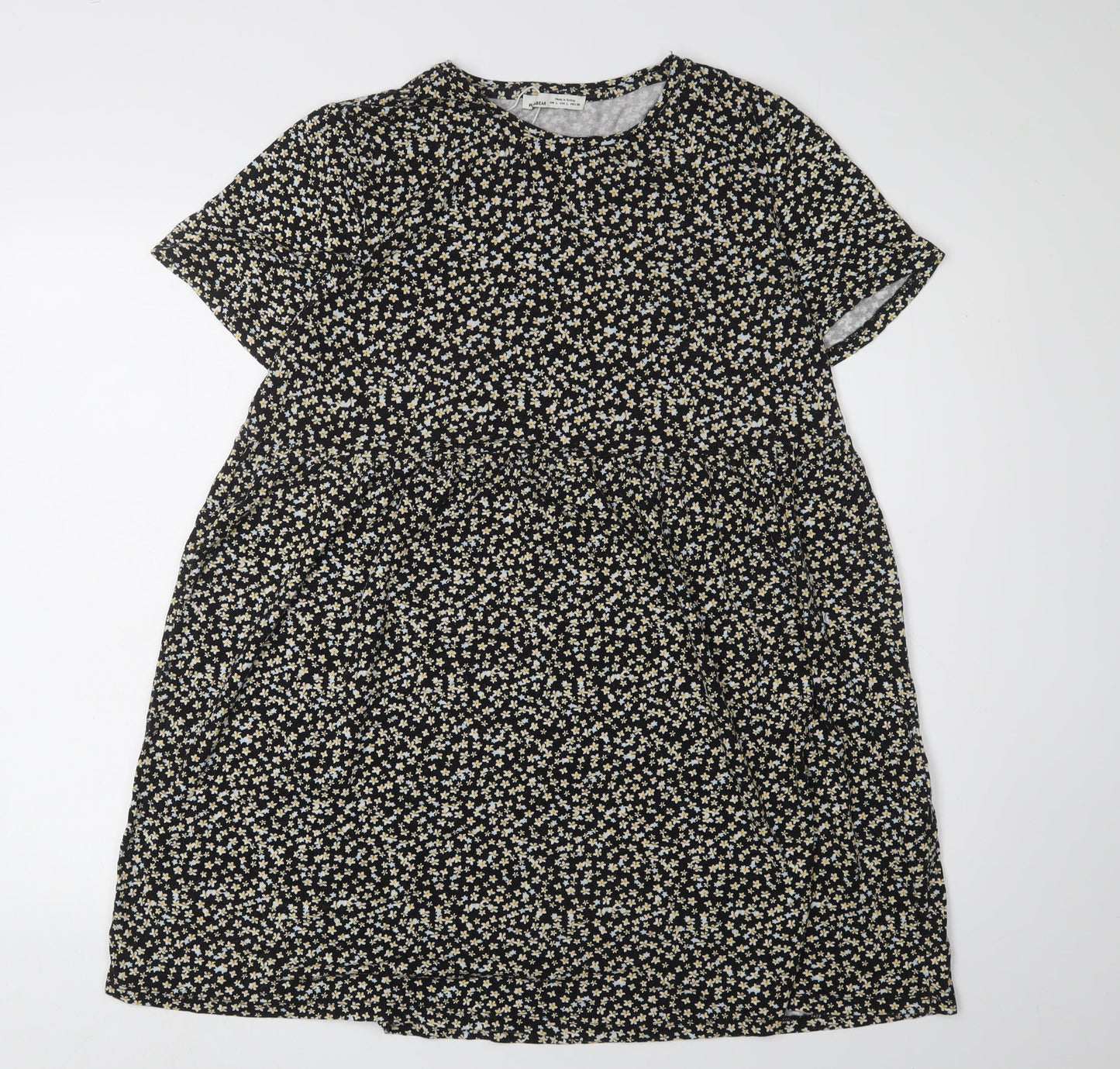 PUG & BEAR Women's Black Floral Shift Dress L