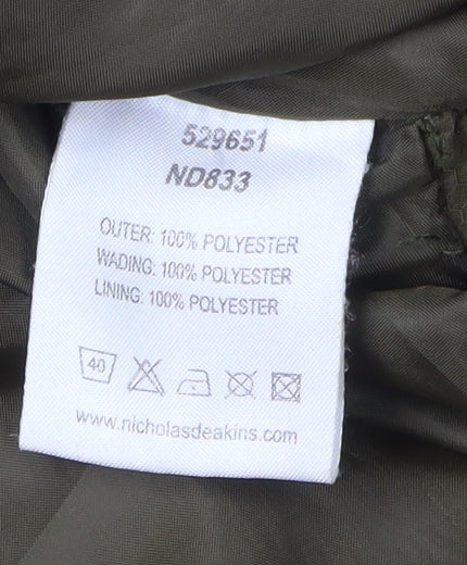Mens UK Size M Nicholas Deakins Green Quilted Coat