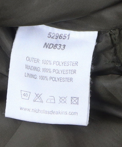 Mens UK Size M Nicholas Deakins Green Quilted Coat