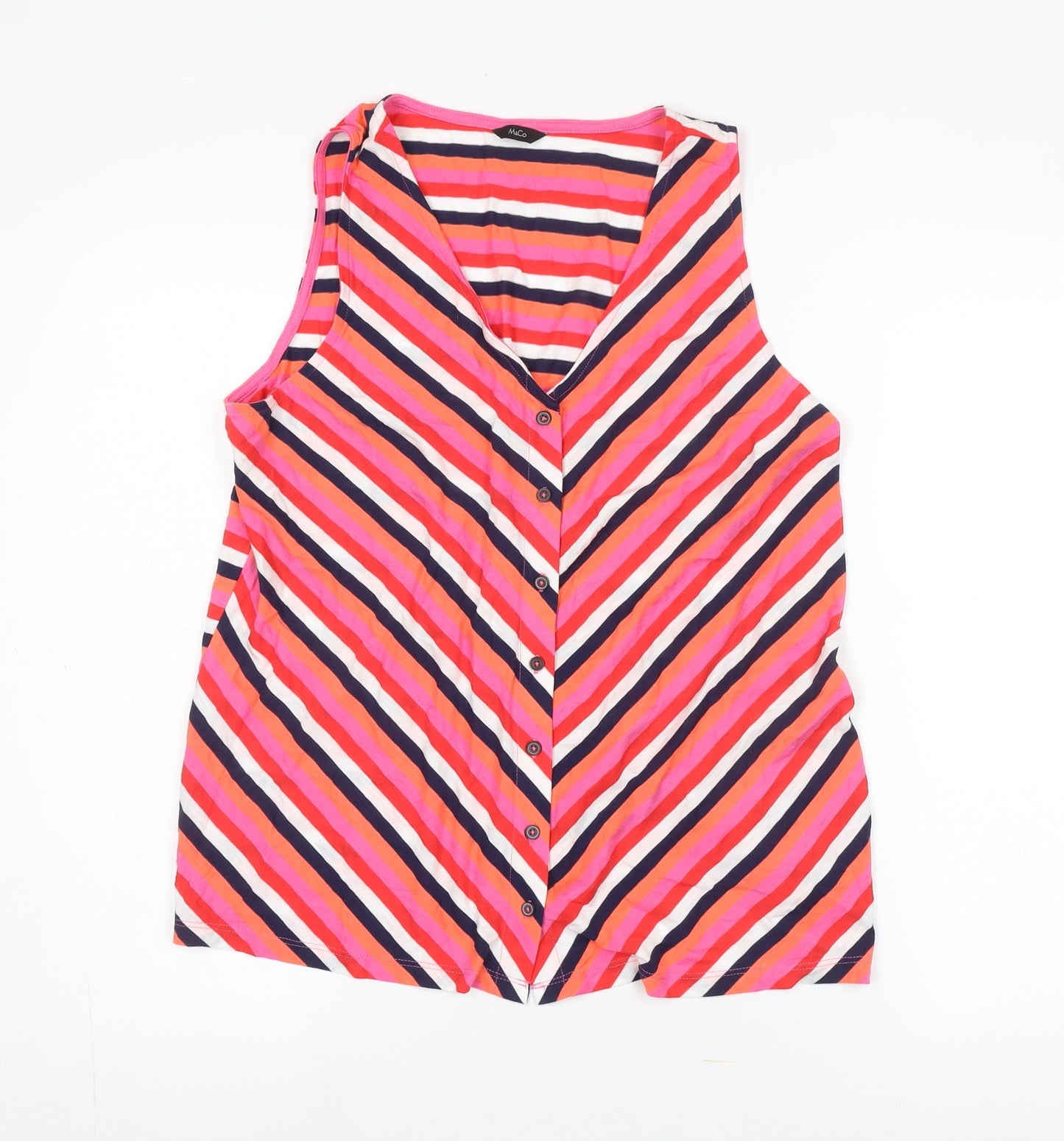 M&Co Women's Pink Striped Button-Up Tunic Size 14