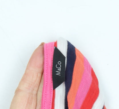 M&Co Women's Pink Striped Button-Up Tunic Size 14