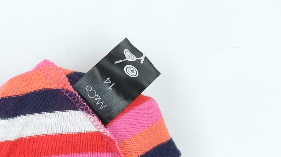 M&Co Women's Pink Striped Button-Up Tunic Size 14