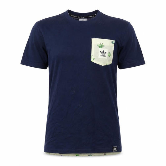 Front view of Adidas Blue Casual T-Shirt, unisex s, crew neck
