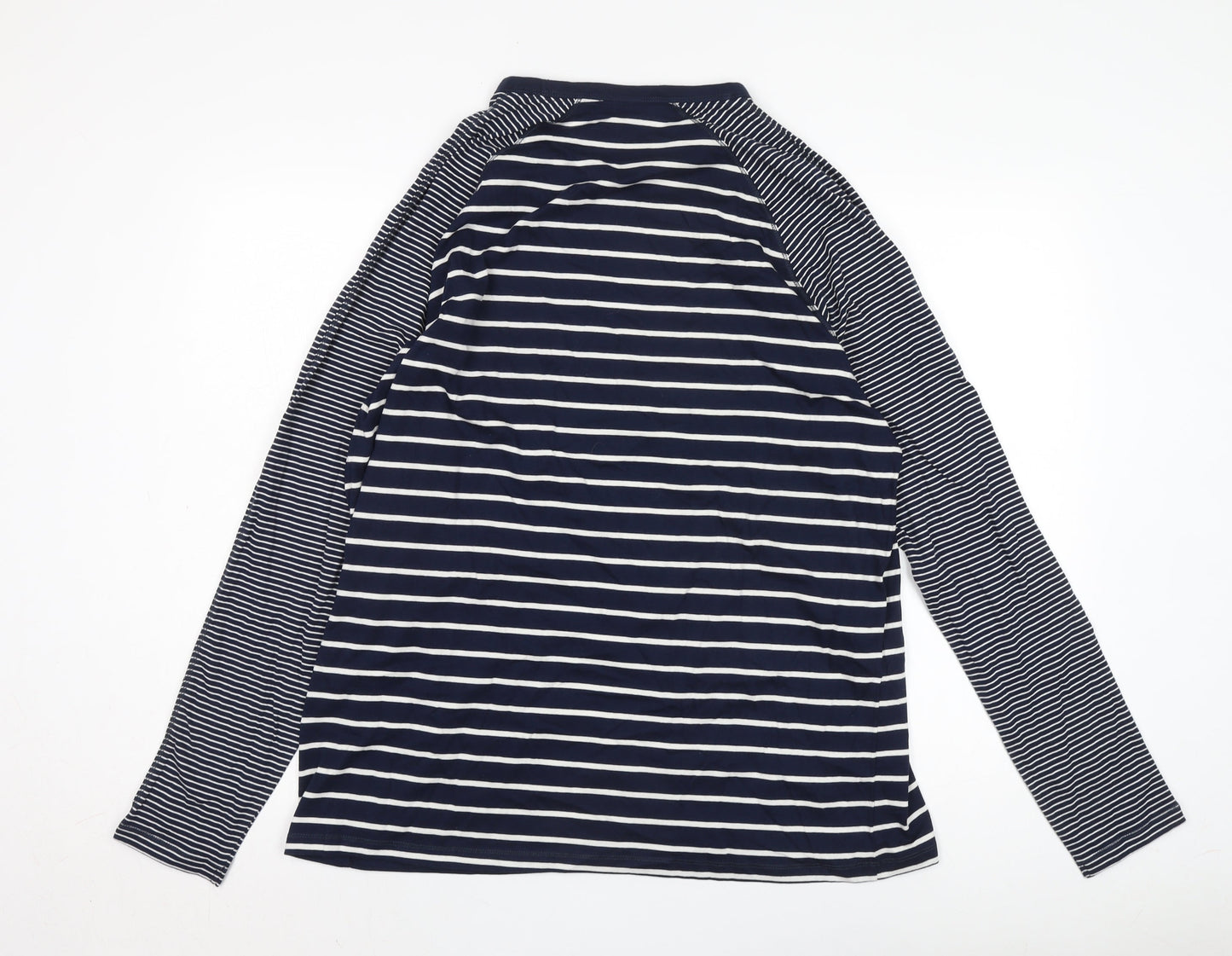 Cotton Traders Unisex Blue Striped XL V-Neck T-Shirt