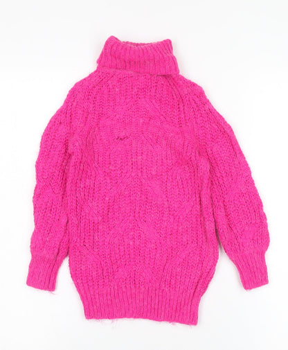 Mingdian Girls Pink Roll Neck Jumper Pullover 3-4 Years