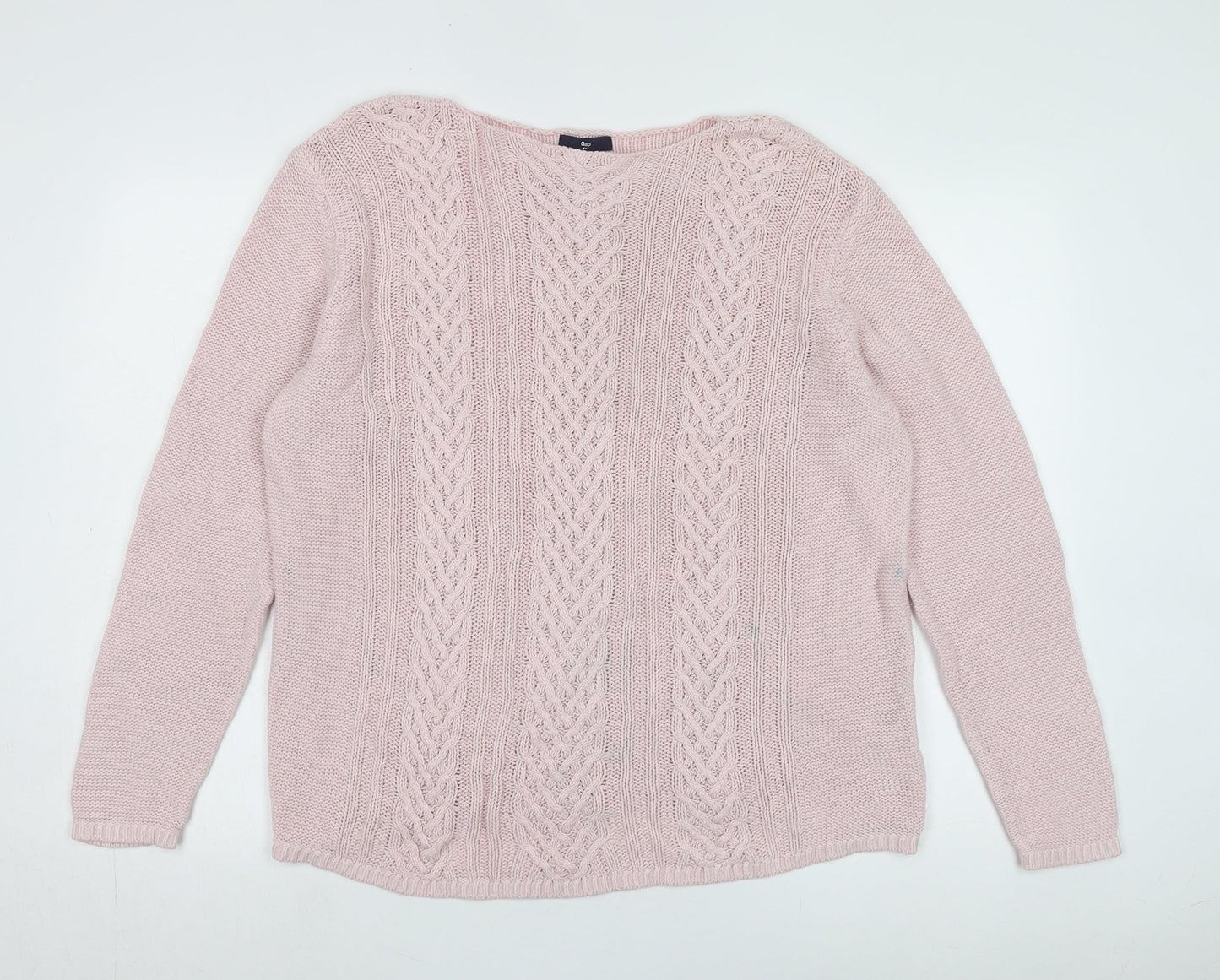 Gap Women's Pink Cable-Knit Jumper L Pullover
