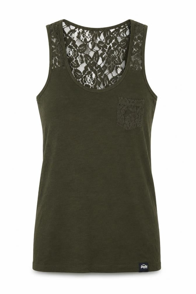 Womens UK Size 2XS Superdry Green Basic Tank