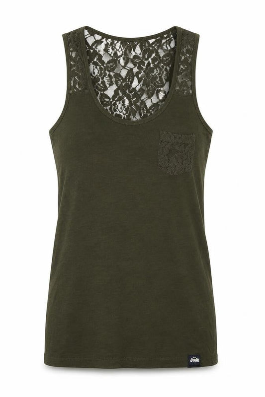 Womens UK Size 2XS Superdry Green Basic Tank