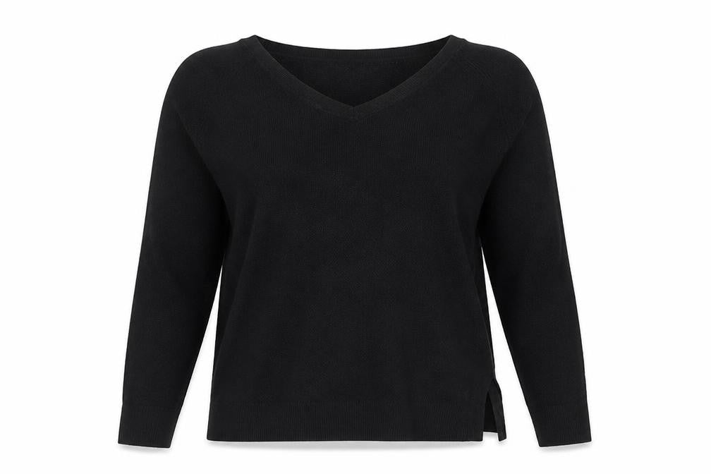 Gap Women's Black V-Neck Cotton Pullover Jumper L