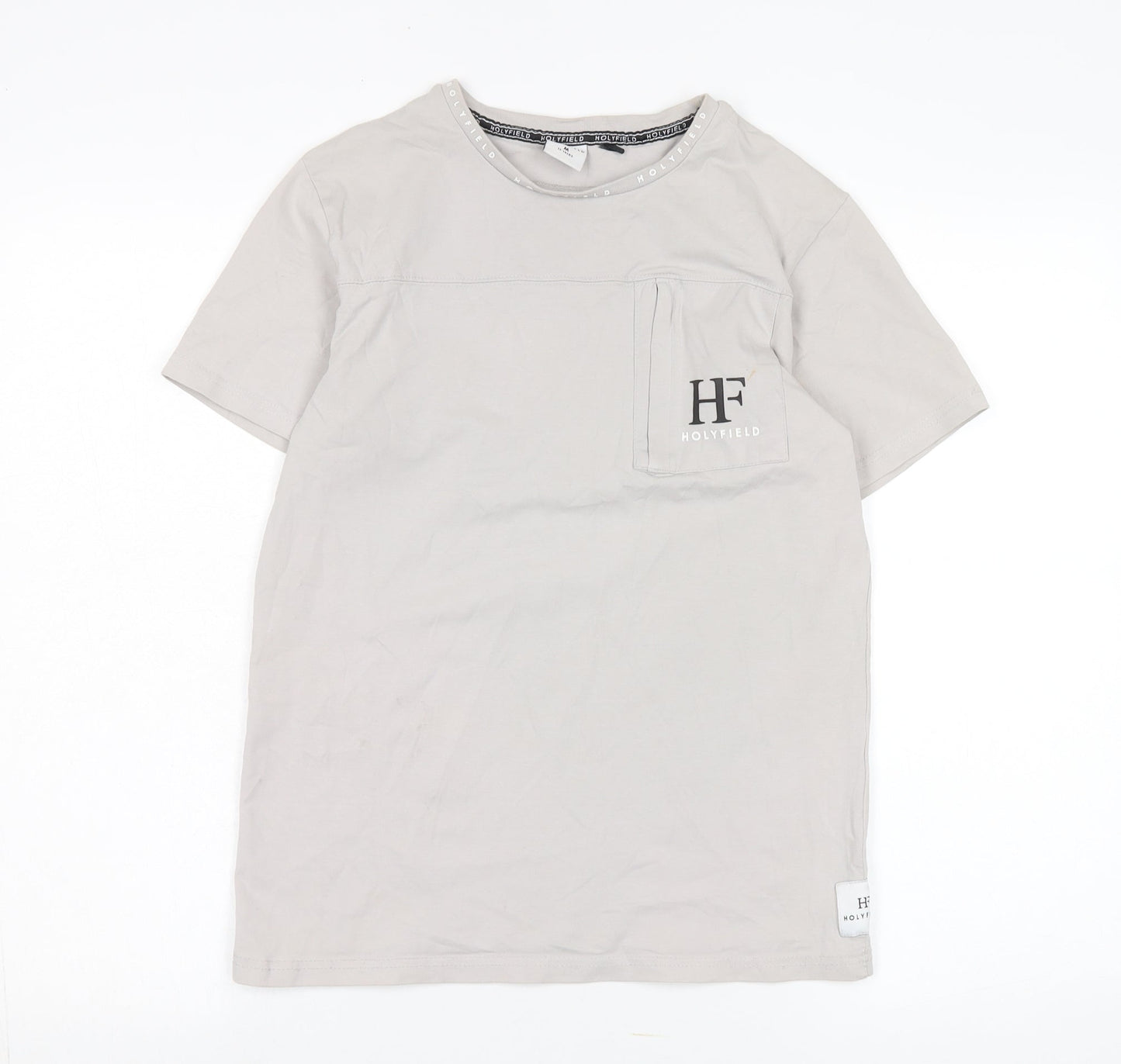 Holyfield Teens Grey M T-Shirt, Comfortable Crew Neck