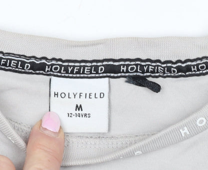 Holyfield Teens Grey M T-Shirt, Comfortable Crew Neck