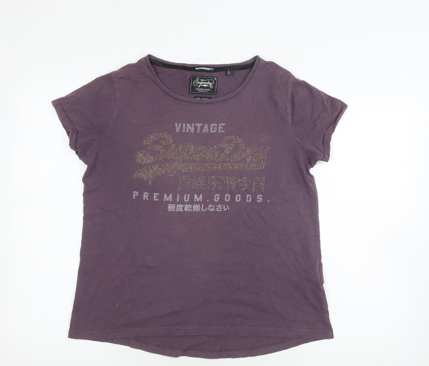 Womens UK Size 2XS Superdry Purple Basic T-Shirt
