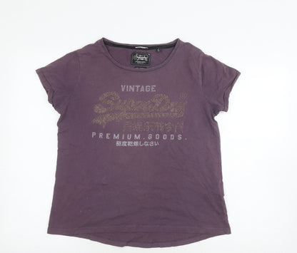 Womens UK Size 2XS Superdry Purple Basic T-Shirt