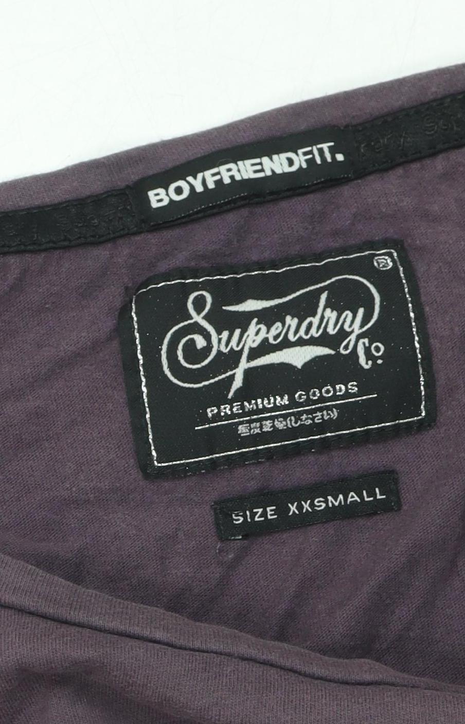 Womens UK Size 2XS Superdry Purple Basic T-Shirt