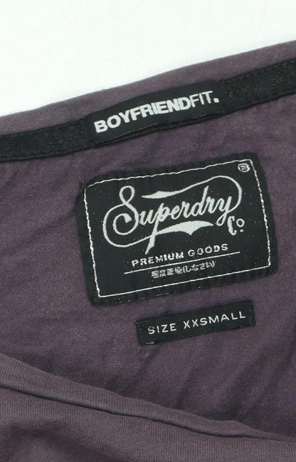 Womens UK Size 2XS Superdry Purple Basic T-Shirt